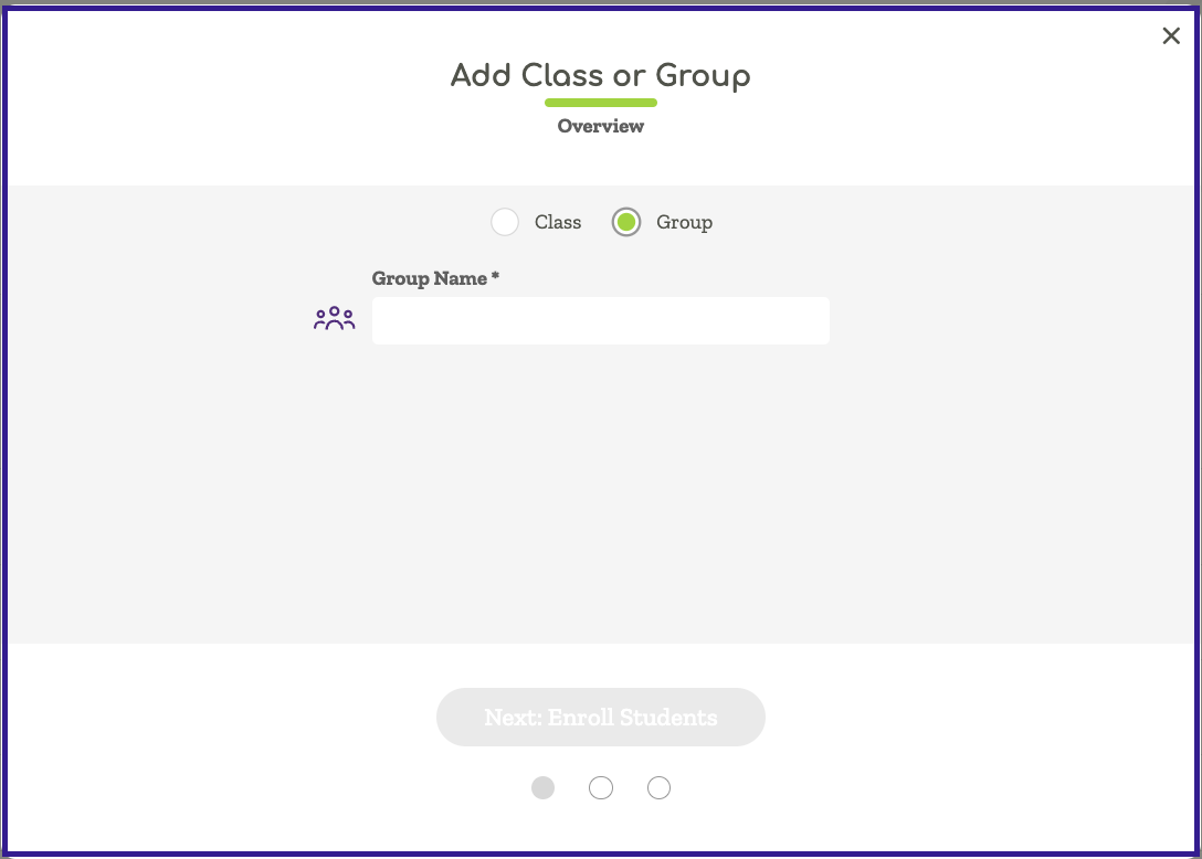 'Add Class or Group' modal