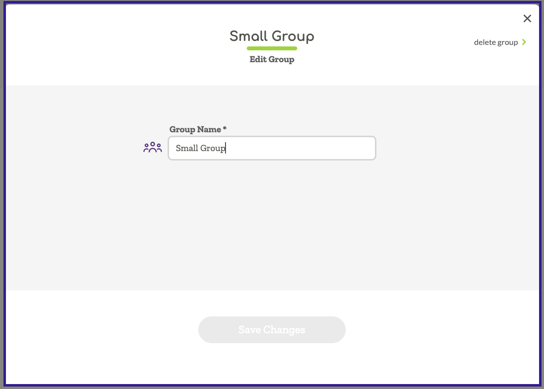 Group edit modal with the changes saved