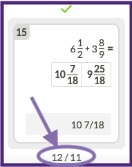 Response box indicating where the total number of points earned is