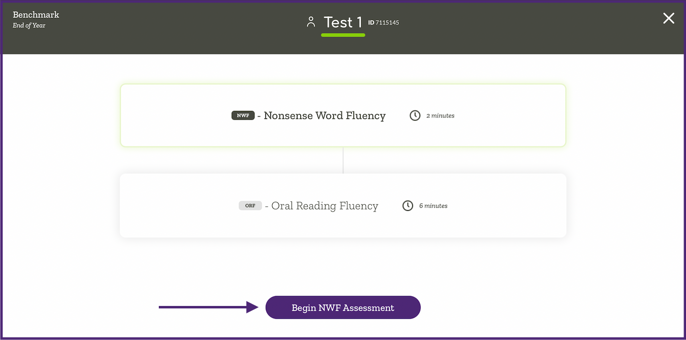 Assessment screen showing measures that are due