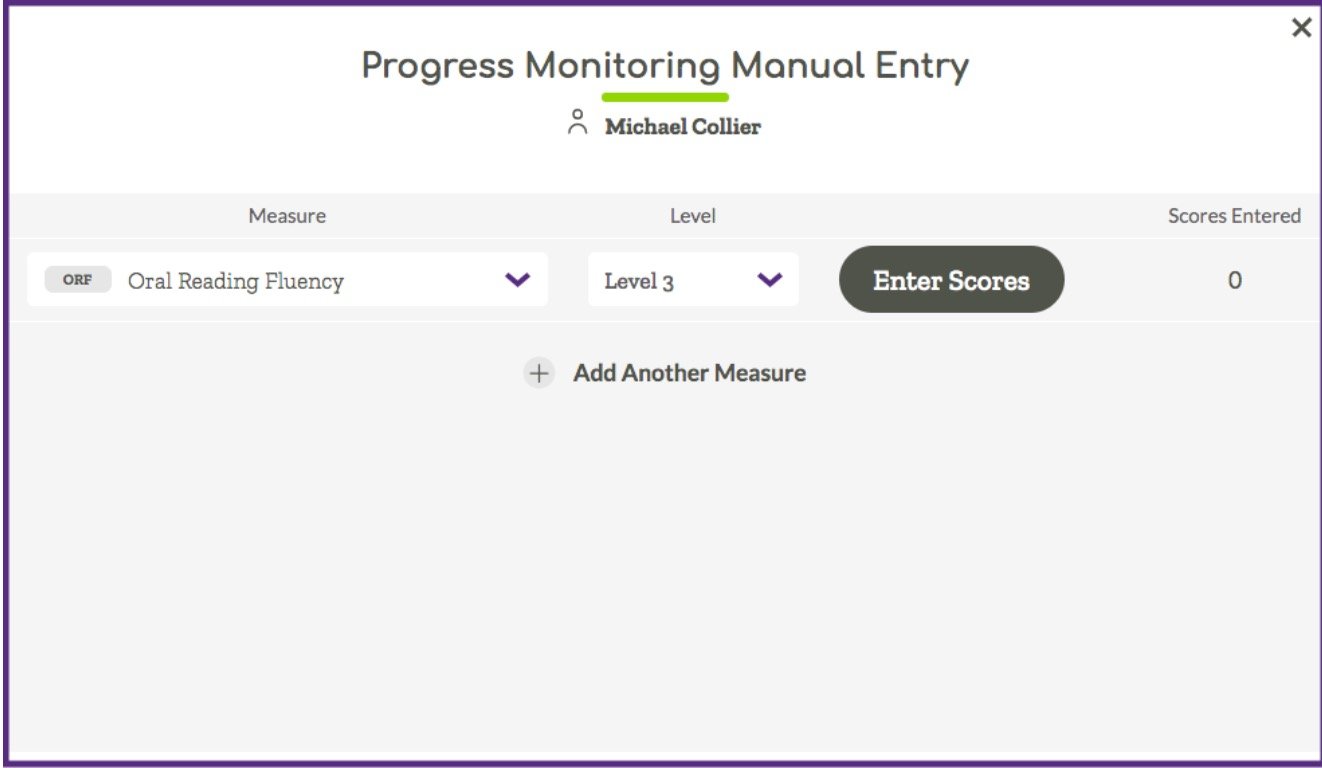 Progress Monitoring manual entry modal
