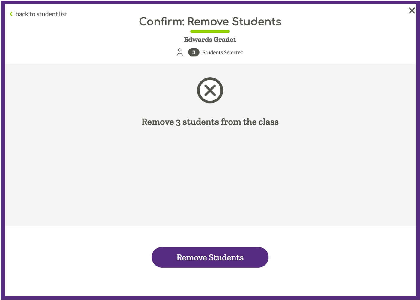 Remove Students conformation modal