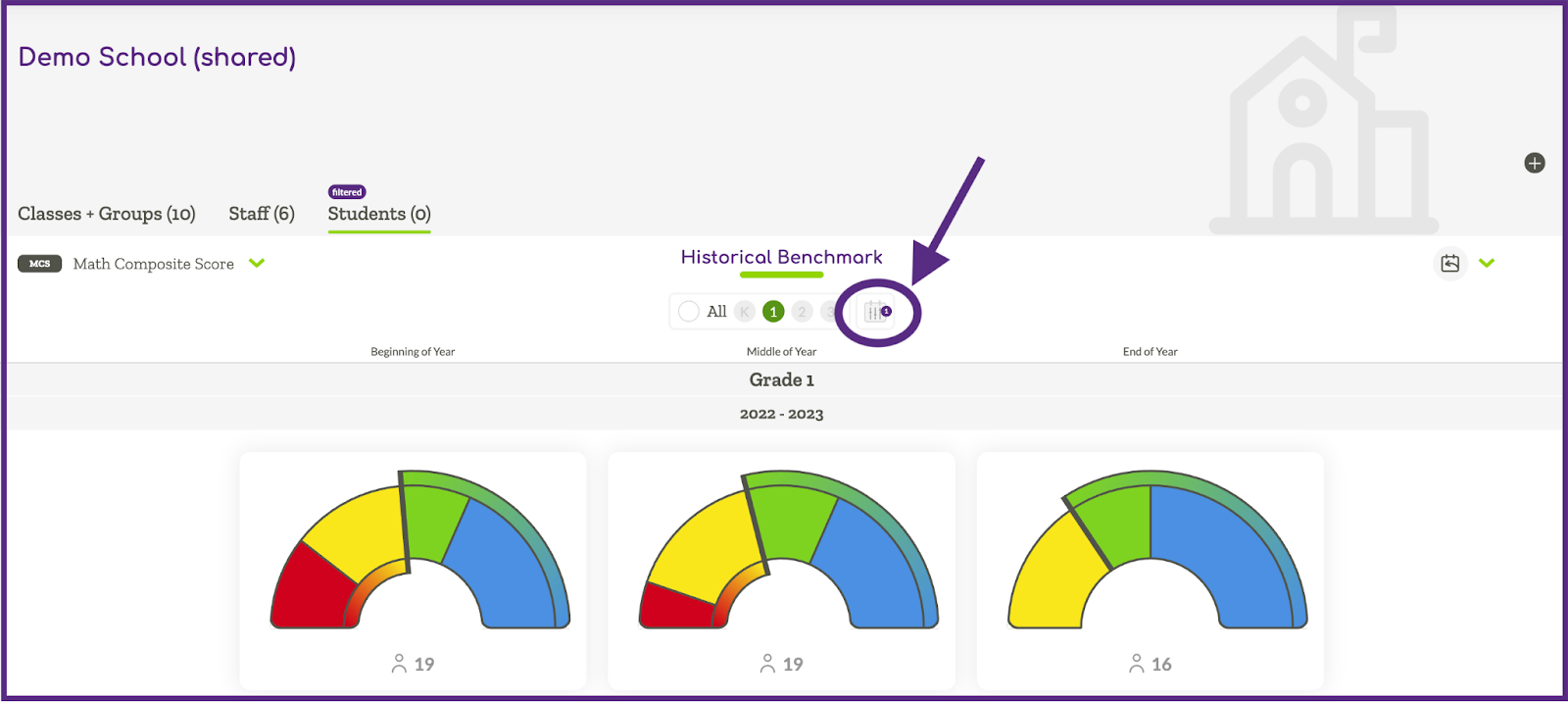 Image indicating where the calendar icon is to allow customization