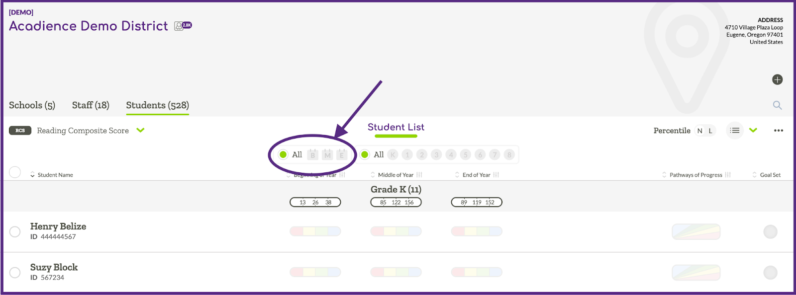 Image indicating the UI to customize the display of the time of year to enter scores